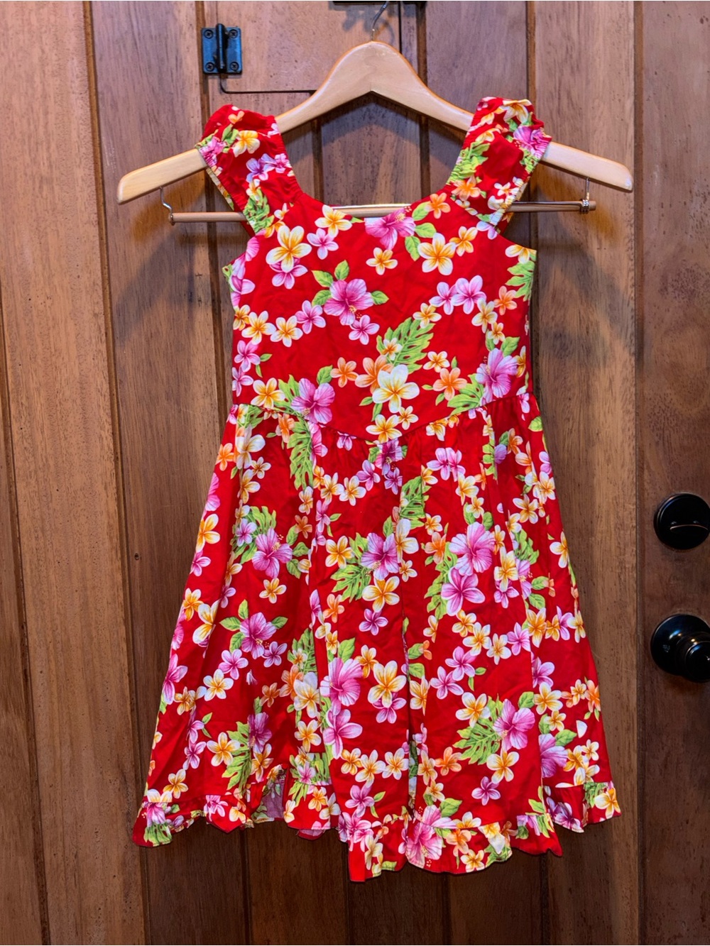 Aloha Dress by Royal Hawaiian Creations Red Floral Plumeria Print
